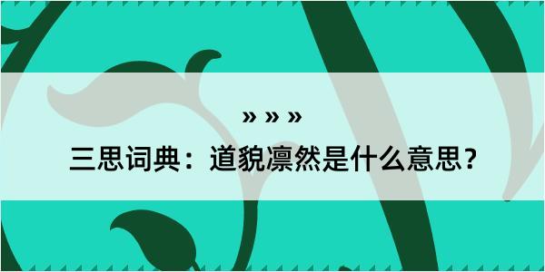 三思词典：道貌凛然是什么意思？