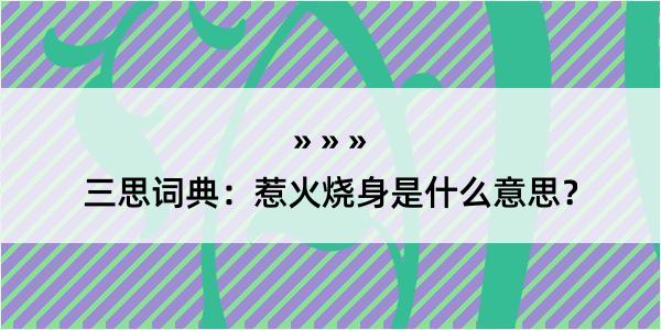 三思词典：惹火烧身是什么意思？