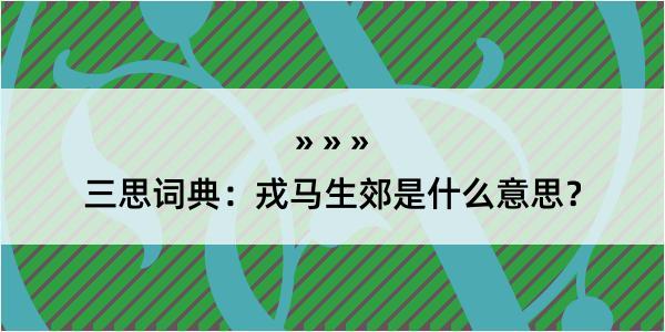 三思词典：戎马生郊是什么意思？