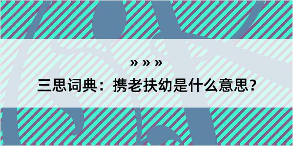 三思词典：携老扶幼是什么意思？