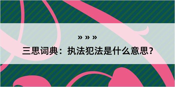 三思词典：执法犯法是什么意思？