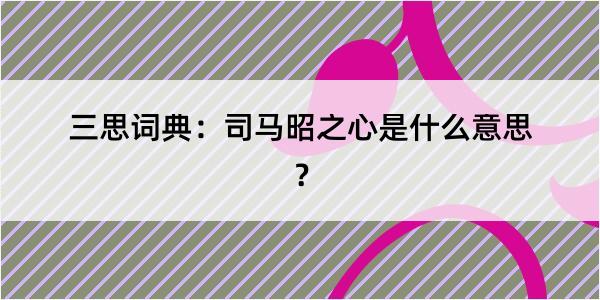 三思词典：司马昭之心是什么意思？