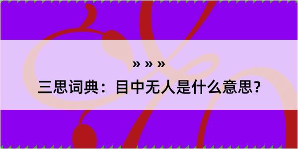 三思词典：目中无人是什么意思？