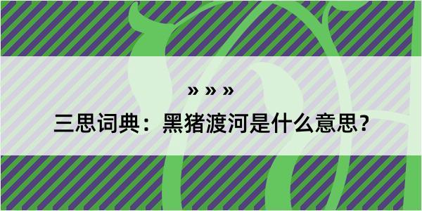 三思词典：黑猪渡河是什么意思？