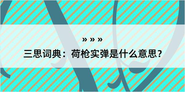 三思词典：荷枪实弹是什么意思？