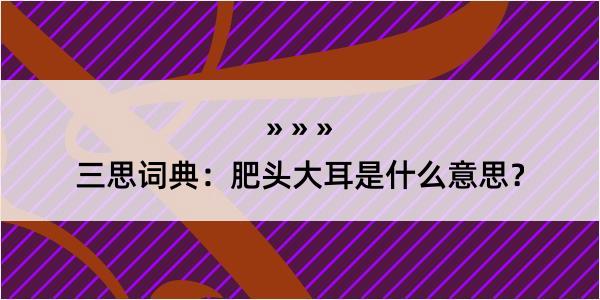 三思词典：肥头大耳是什么意思？