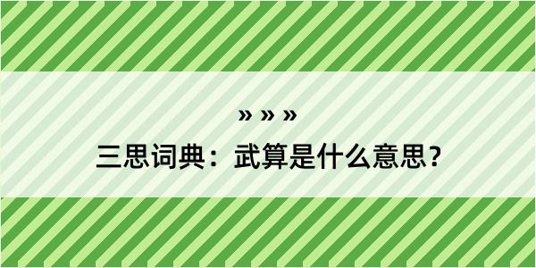 三思词典：武算是什么意思？