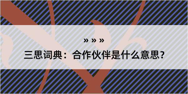 三思词典：合作伙伴是什么意思？