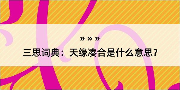 三思词典：天缘凑合是什么意思？