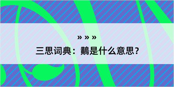 三思词典：鷬是什么意思？