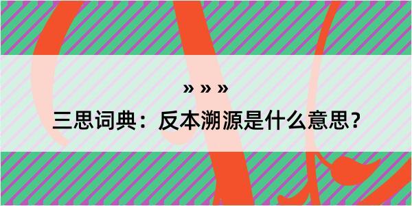 三思词典：反本溯源是什么意思？