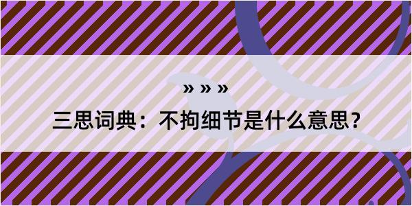 三思词典：不拘细节是什么意思？