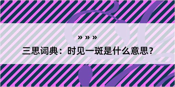 三思词典：时见一斑是什么意思？