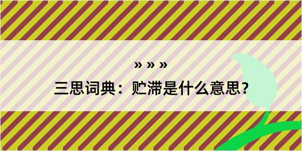 三思词典：贮滞是什么意思？