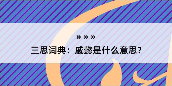 三思词典：戚懿是什么意思？