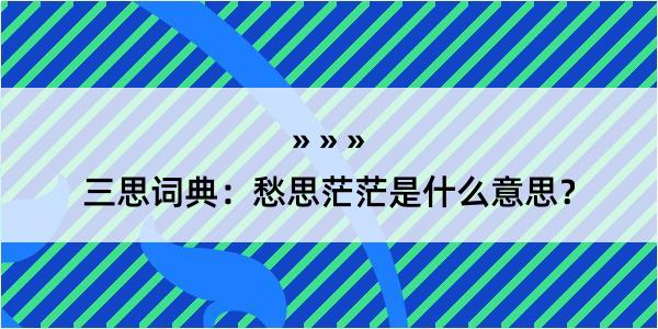 三思词典：愁思茫茫是什么意思？