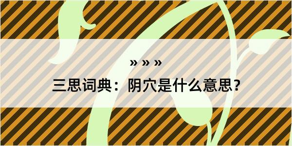 三思词典：阴穴是什么意思？