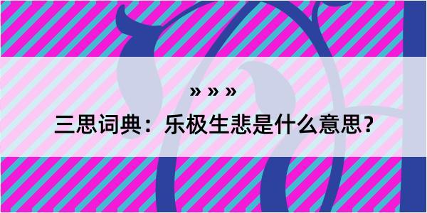 三思词典：乐极生悲是什么意思？