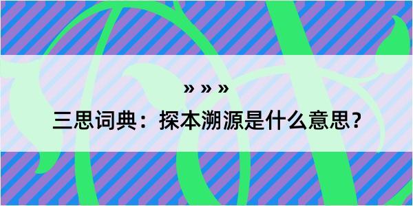 三思词典：探本溯源是什么意思？