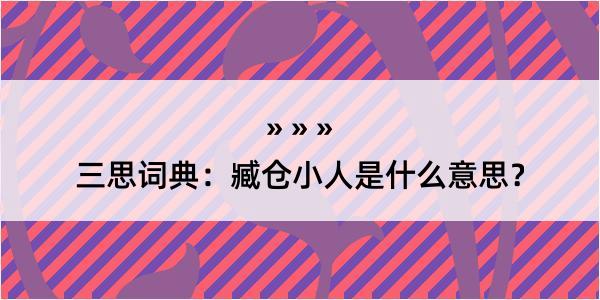 三思词典：臧仓小人是什么意思？