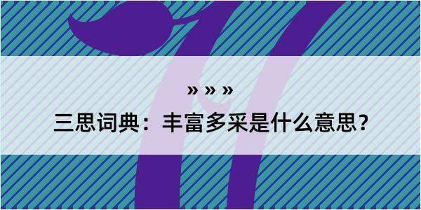 三思词典：丰富多采是什么意思？