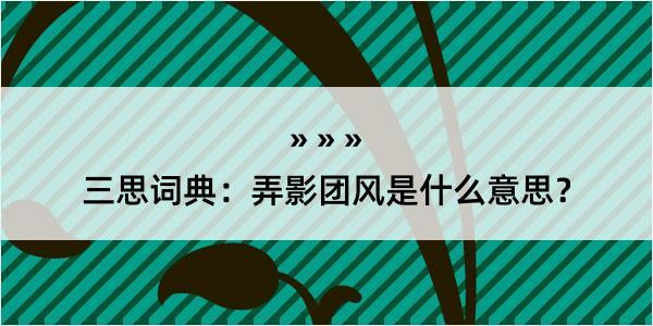 三思词典：弄影团风是什么意思？