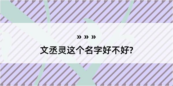 文丞灵这个名字好不好?