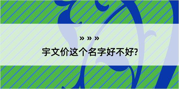 宇文价这个名字好不好?