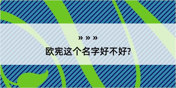 欧宪这个名字好不好?