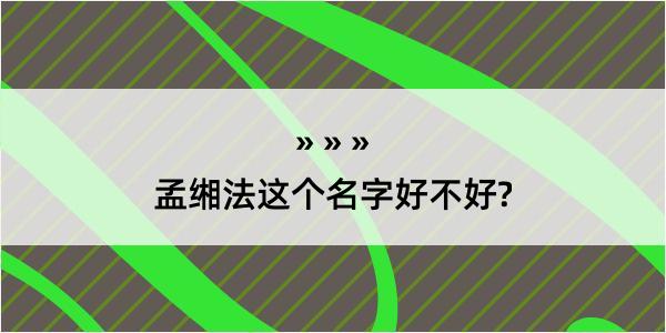 孟缃法这个名字好不好?