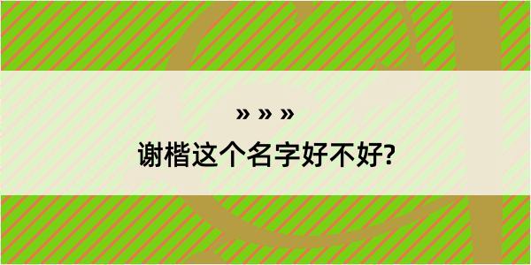 谢楷这个名字好不好?