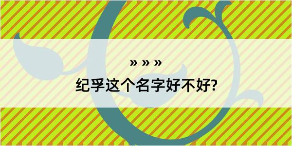 纪孚这个名字好不好?