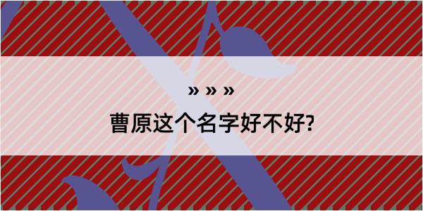 曹原这个名字好不好?