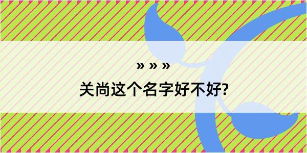 关尚这个名字好不好?