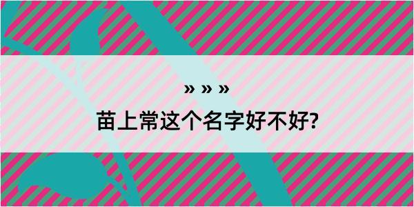 苗上常这个名字好不好?