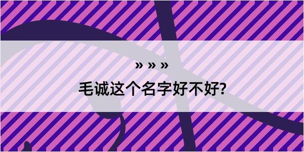 毛诚这个名字好不好?