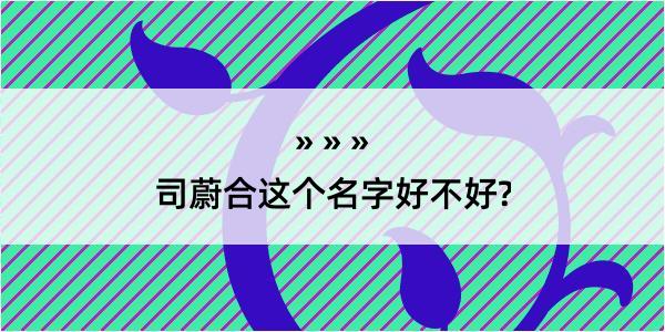 司蔚合这个名字好不好?