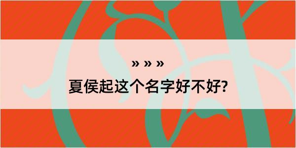 夏侯起这个名字好不好?