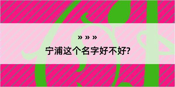 宁浦这个名字好不好?