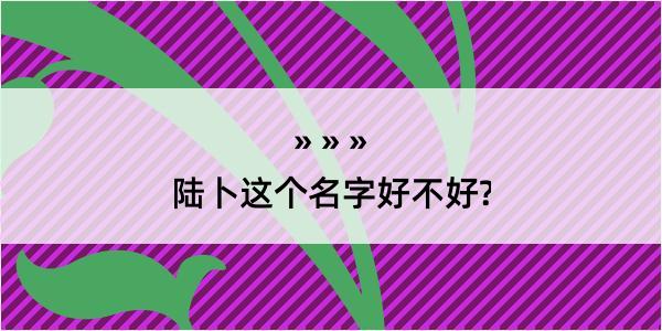 陆卜这个名字好不好?