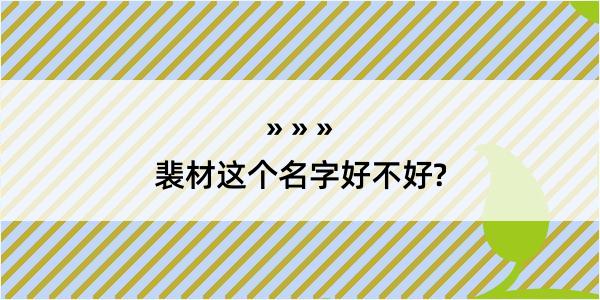 裴材这个名字好不好?