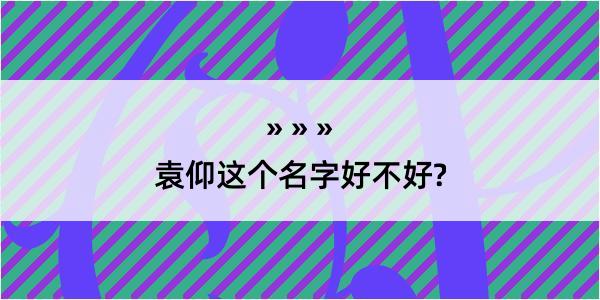 袁仰这个名字好不好?