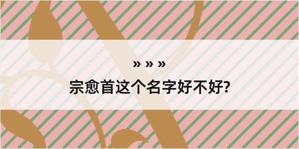 宗愈首这个名字好不好?