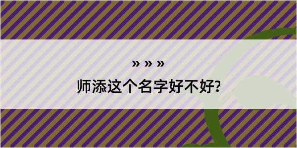 师添这个名字好不好?