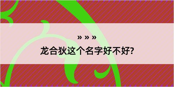 龙合狄这个名字好不好?