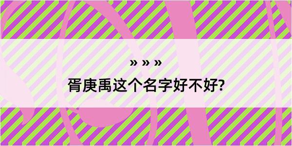 胥庚禹这个名字好不好?