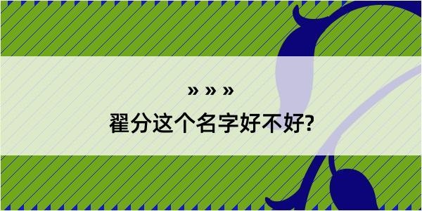 翟分这个名字好不好?