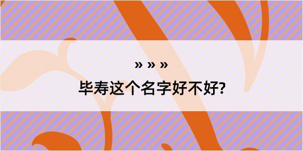 毕寿这个名字好不好?