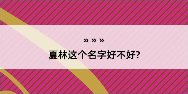 夏林这个名字好不好?