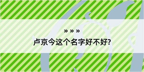 卢京今这个名字好不好?